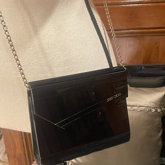Jimmy Choo 'Candy' Black Acrylic evening bag clutch w/optional chain strap - Picture 3 of 9